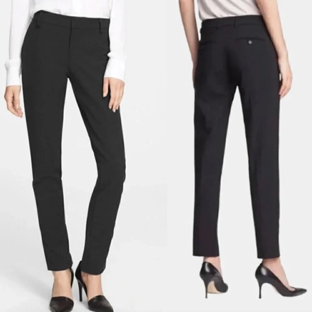 VINCE High Rise Slim Ankle Crop Trouser Black size 2